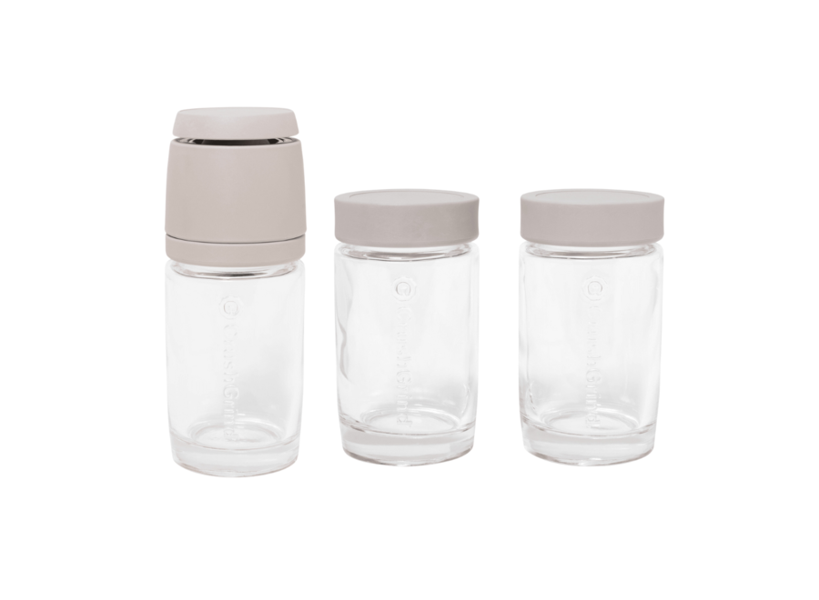 Spice mill & 2 spice jars - Grey