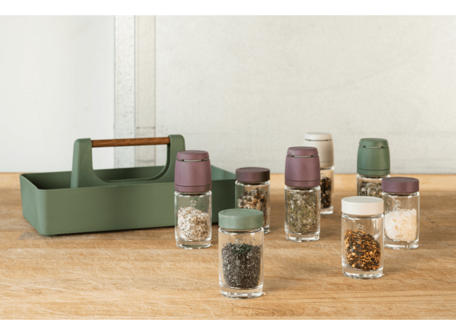 Spice mill & 2 spice jars - Green