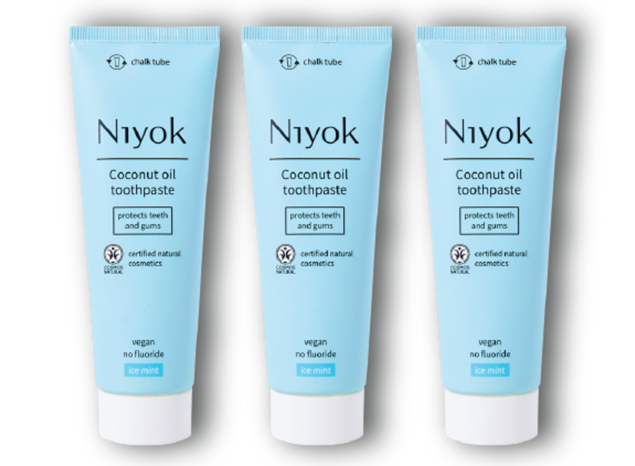Icy Fresh Smile: 3x Niyok Coconut Oil Toothpaste in Ice Mint, 75 ml