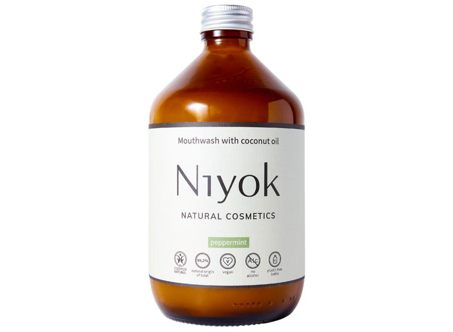 Produits écologiques : Niyok Bain de Bouche à l'Huile de Coco 500 ml + Dentifrice et Brosse à Dents