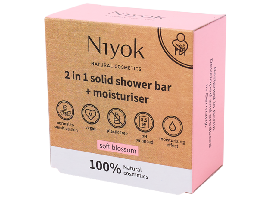 Peachy Keen Beauty Kit: Niyok Natural Deodorant, Shower Bar, Soft Blossom Moisturizer, and Sisal Bag