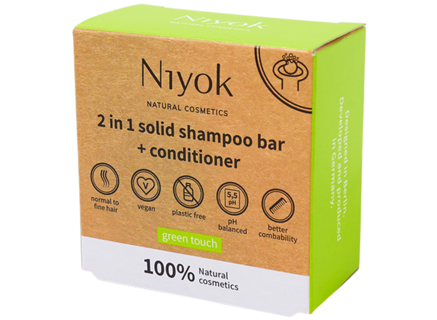 Niyok - Solide Shampoo - Green Touch - 80G - Vegan und frei von Mikroplastik - Ultimative Pflege für Haar und Haut