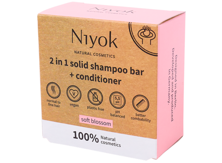 Zachte Bloesem Haar- en Huidverzorging: Niyok Solide Shampoo, Conditioner en Gezichtszeepstaaf