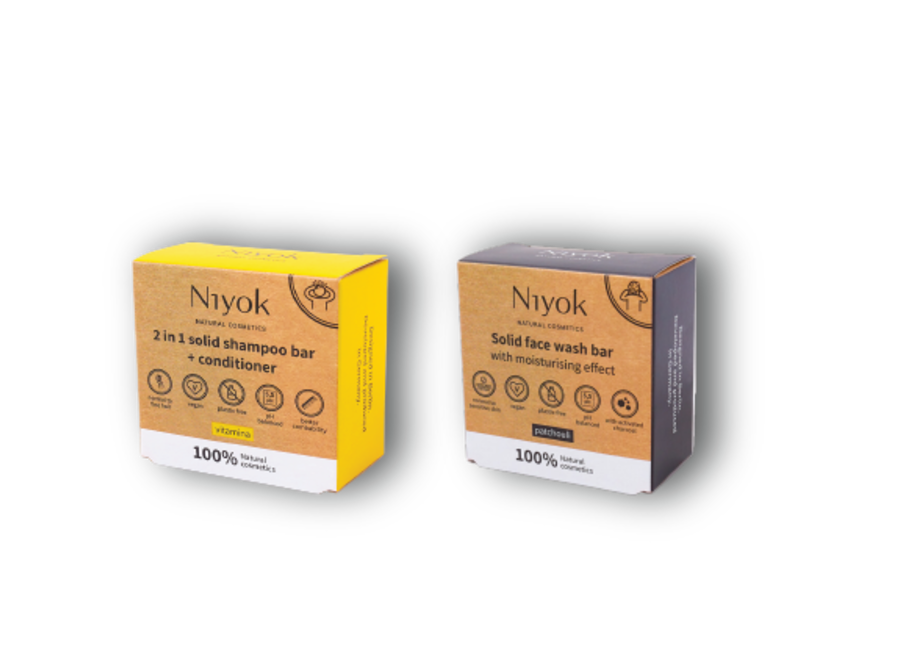 Vitamin-Infused Hair & Face Care: Niyok Solid Shampoo, Conditioner, and Face Wash Bar in Vitamina