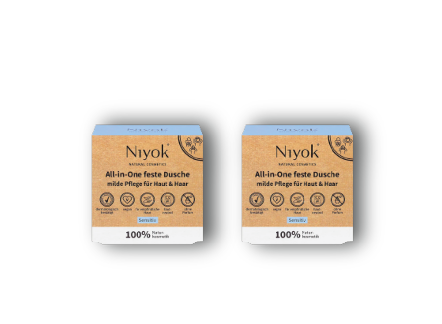 Double the Sensitivity: 2x Niyok All-in-One Solid Shower Bars for Sensitive Skin