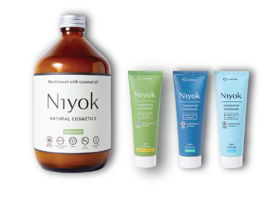 Puissance Mentholée : Ensemble Niyok Huile de Coco Bain de Bouche & Dentifrice