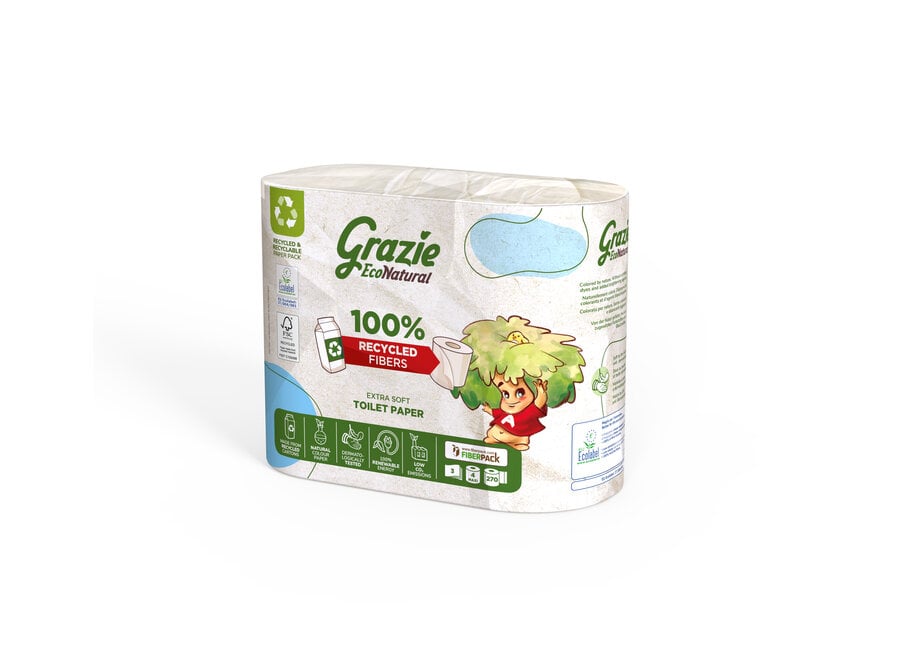 Grazie Natural toilet paper 3-ply - Recycled beverage carton - free from bleach