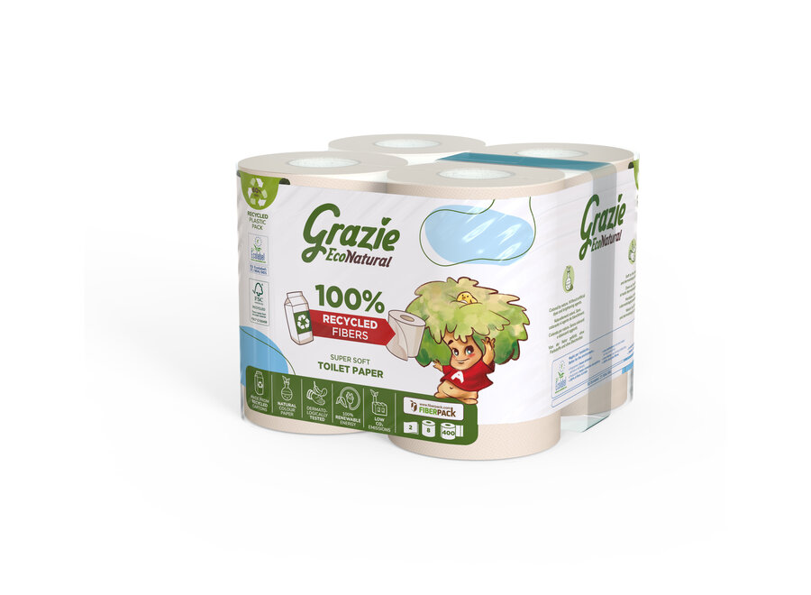 Grazie Natural toilet paper 2-ply - recycled beverage carton - Bleach-free