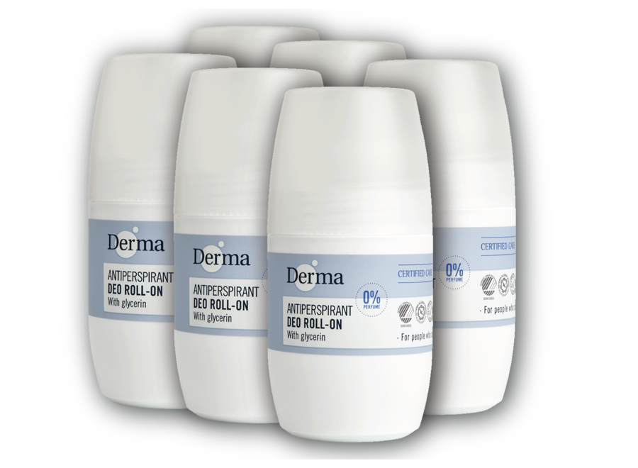 Derma Family - Deodorant Roller - Vorteilsverpackung - 6 x 50 ML - 100% vegan - Ohne Parfüm und Farbstoffe