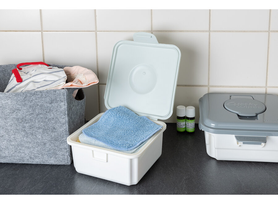 Cheeky Wipes Premium All-in-One Set Bambus – Waschbare Babytücher – Graue Box – Weiß oder Regenbogenfarben