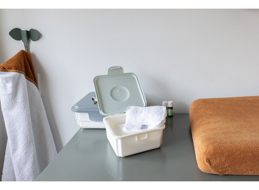 Cheeky Wipes Premium All-in-One Set Bambus – Waschbare Babytücher – Graue Box – Weiß oder Regenbogenfarben