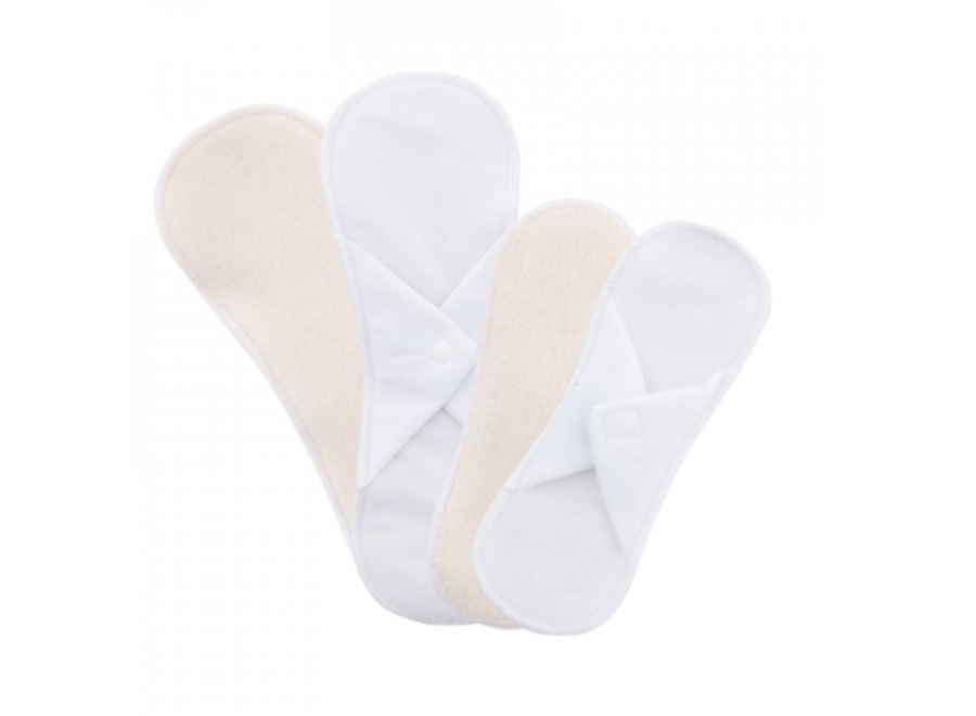 4-pack reusable sanitary towels and panty liners - Push buttons & Velcro - black or white