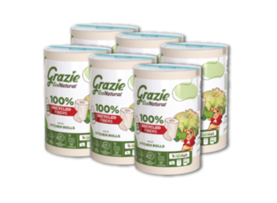 Grazie Natural 3-ply kitchen roll  | recycled cardboard