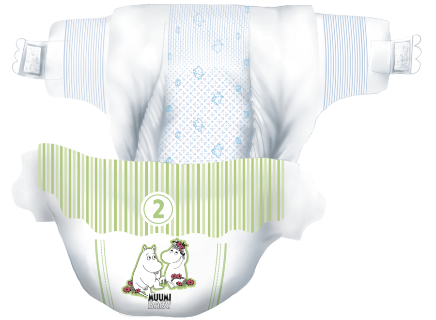 Moomin Baby Eco Wegwerpluiers - maat 2 - 3 t/m 6 kg - Voordeel verpakking