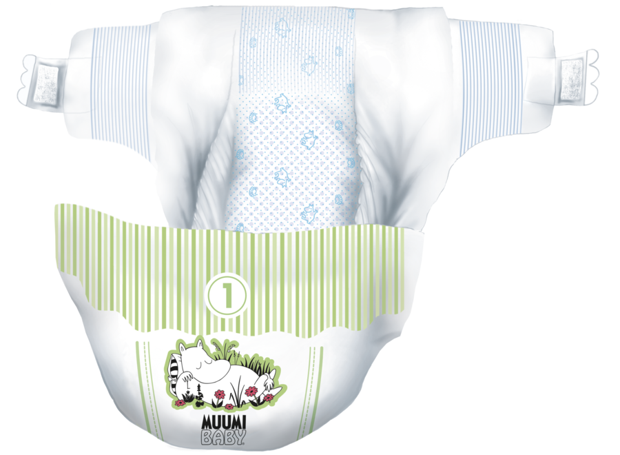 Moomin Baby Eco Wegwerpluiers - maat 1 - 2 t/m 5 kg - Voordeel verpakking