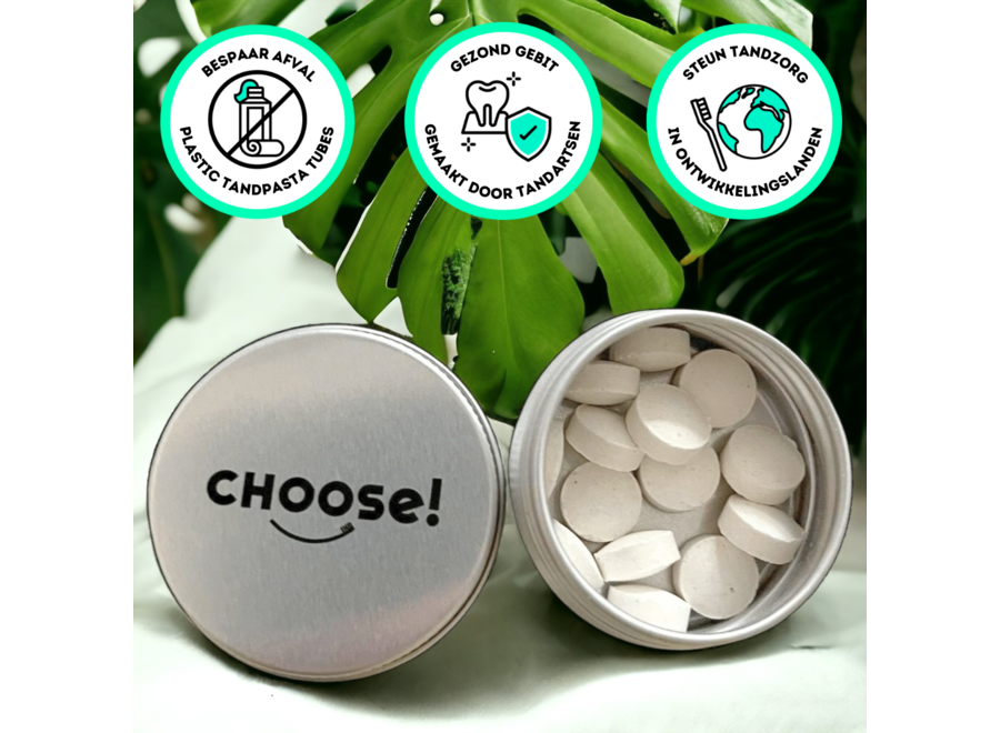 CHOOSE! - Travel Kit - Nachhaltige Zahnpflege für Unterwegs - 14 Tabletten - Frei von Mikroplastik - Vegan und glutenfrei