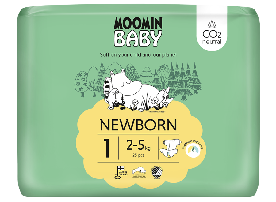 Couches Écologiques Moomin Baby - Taille 1 - 2 à 5 kg pour un confort ultime