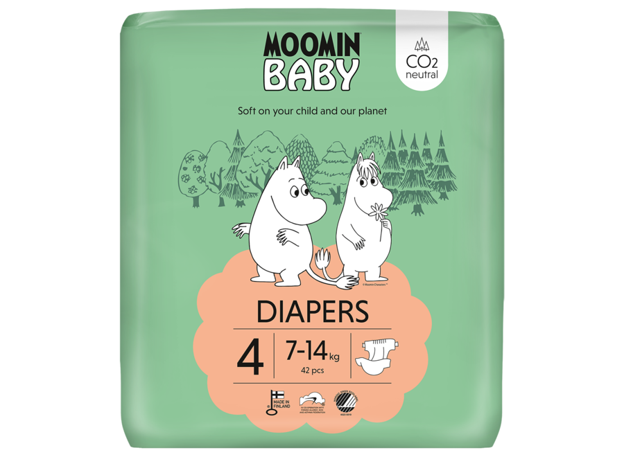 Couches Éco Moomin Baby - Taille 4 - 7 à 14 kg - Respectueuses de l'environnement