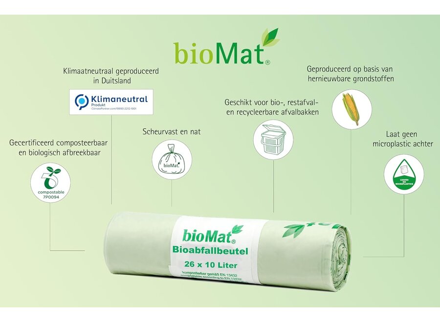 Sachets de déchets compostables 10 x 240 litres - 1 rouleau - Écologique et pratique pour l'environnement