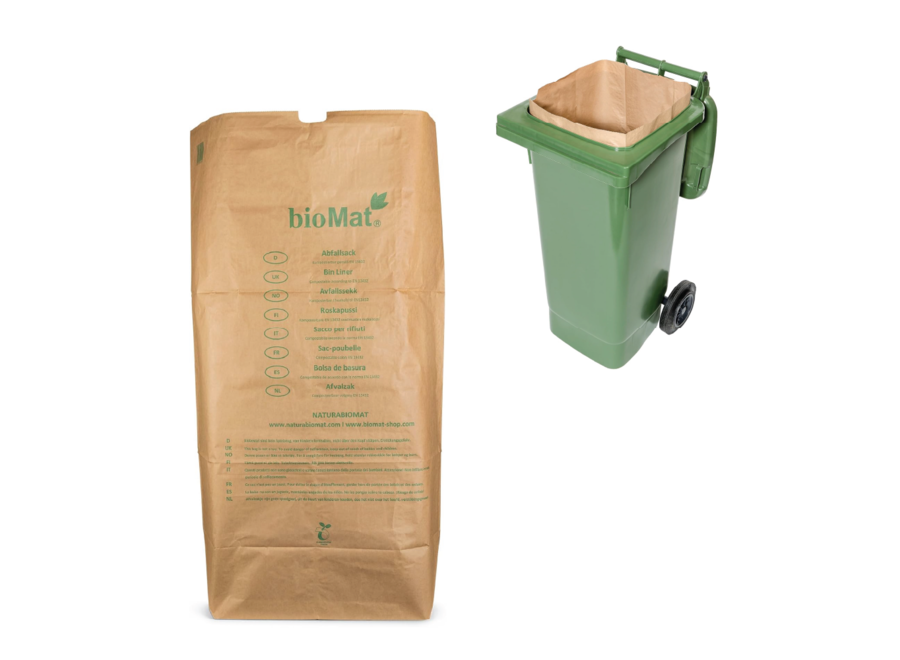 Composteerbare papieren containerzakken 1 laags - 120 /140 Liter