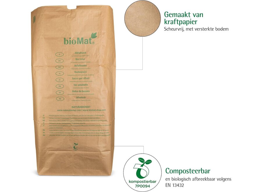 Composteerbare papieren containerzakken 1 laags - 120 /140 Liter