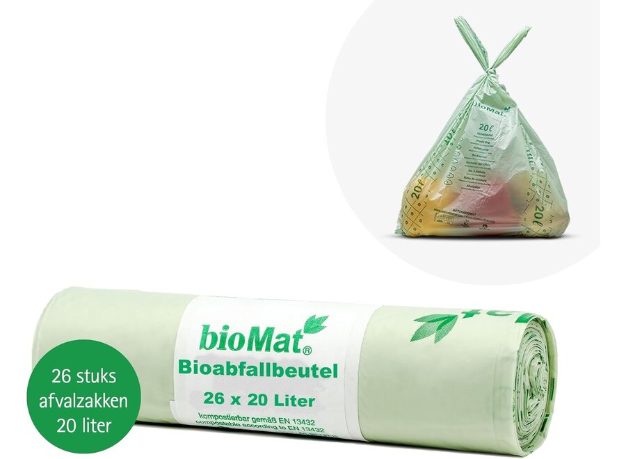 Compostable garbage bags with handles 26 x 15/20 liters