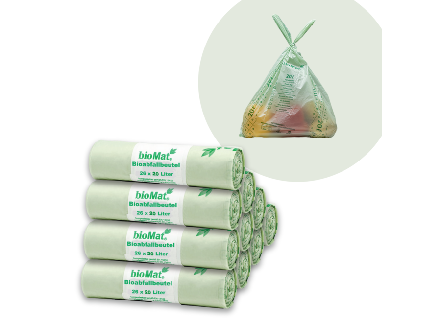 Pack économique - Sacs poubelles compostables avec poignées - 10 rouleaux x 15/20 litres