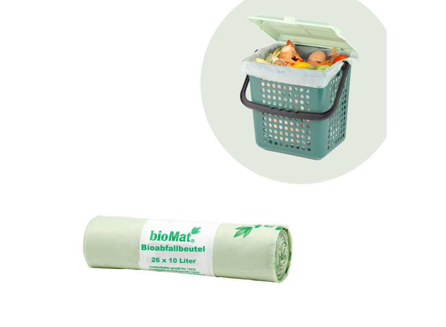 Sacs poubelles compostables 26 x 10 litres - avec poignées