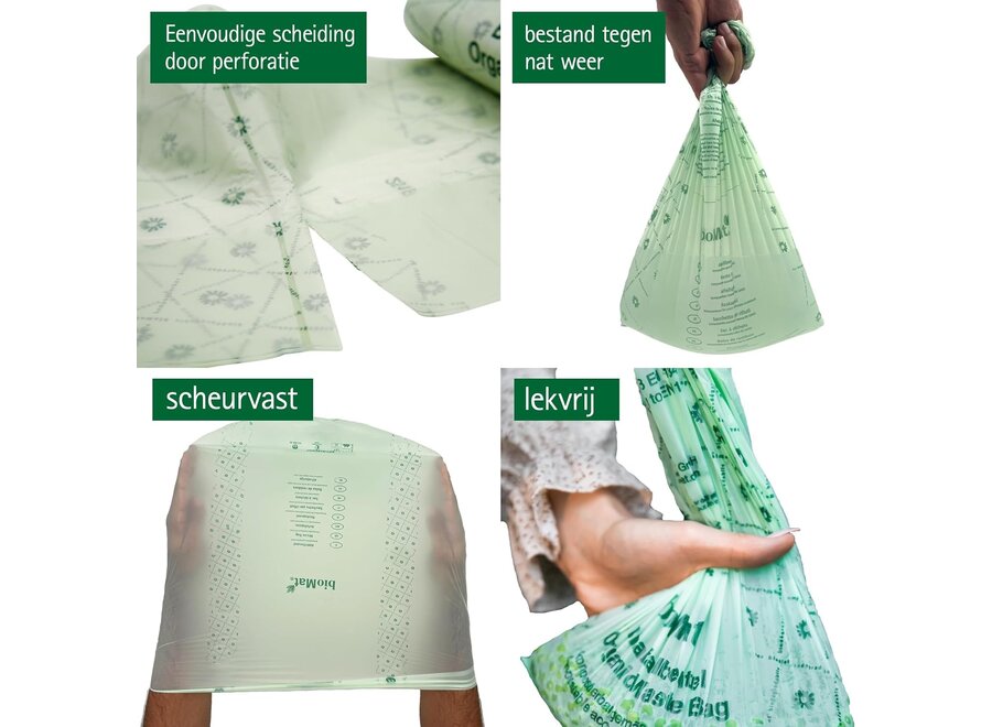 Sacs de conteneur compostables 50 x 120/140 litres - 5 rouleaux - Écologique et pratique pour l’environnement.