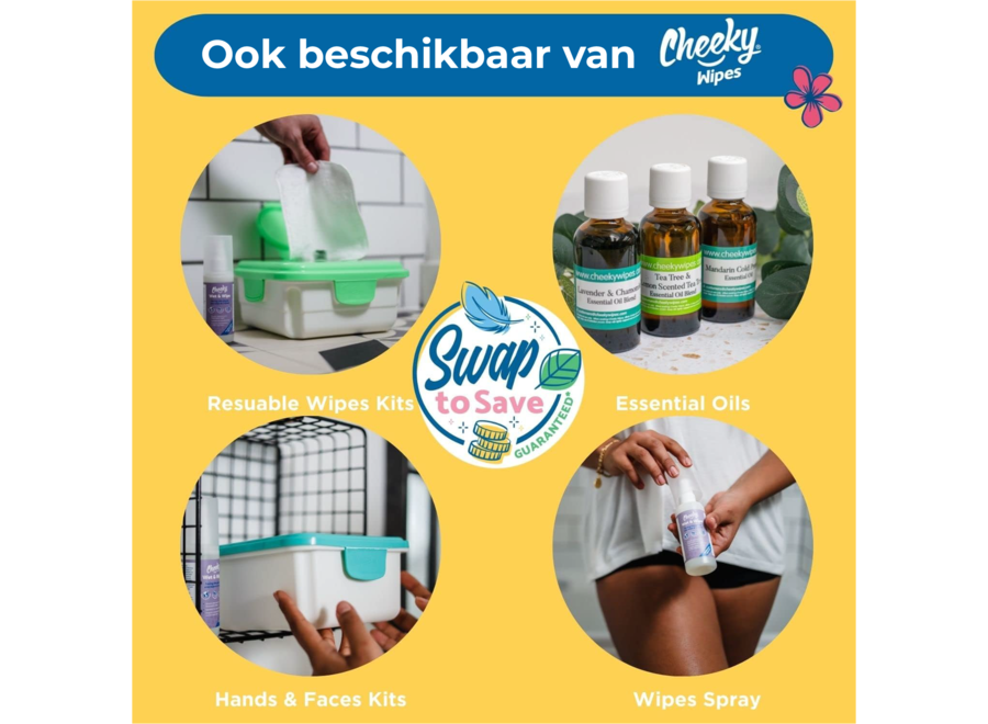 Cheeky Wipes Premium All-in-One Set aus Bio-Baumwolle – Waschbare Babytücher – Blaue Box – Weiß oder Regenbogenfarben