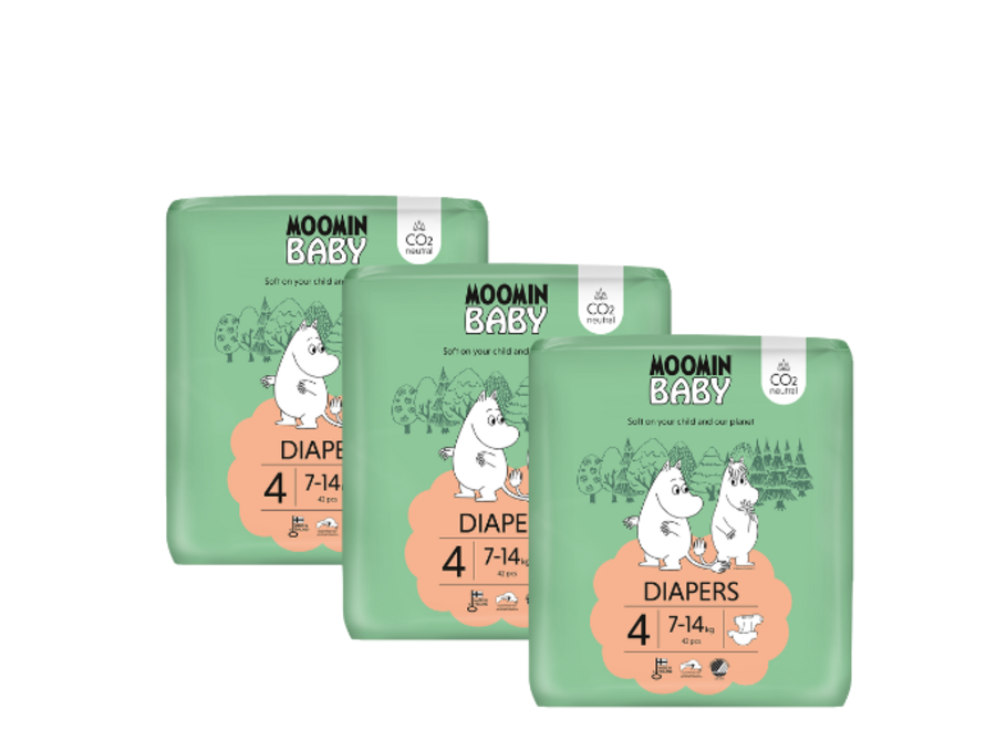 Couches écologiques Moomin - taille 4 - 7 à 14 kg - Pack avantageux