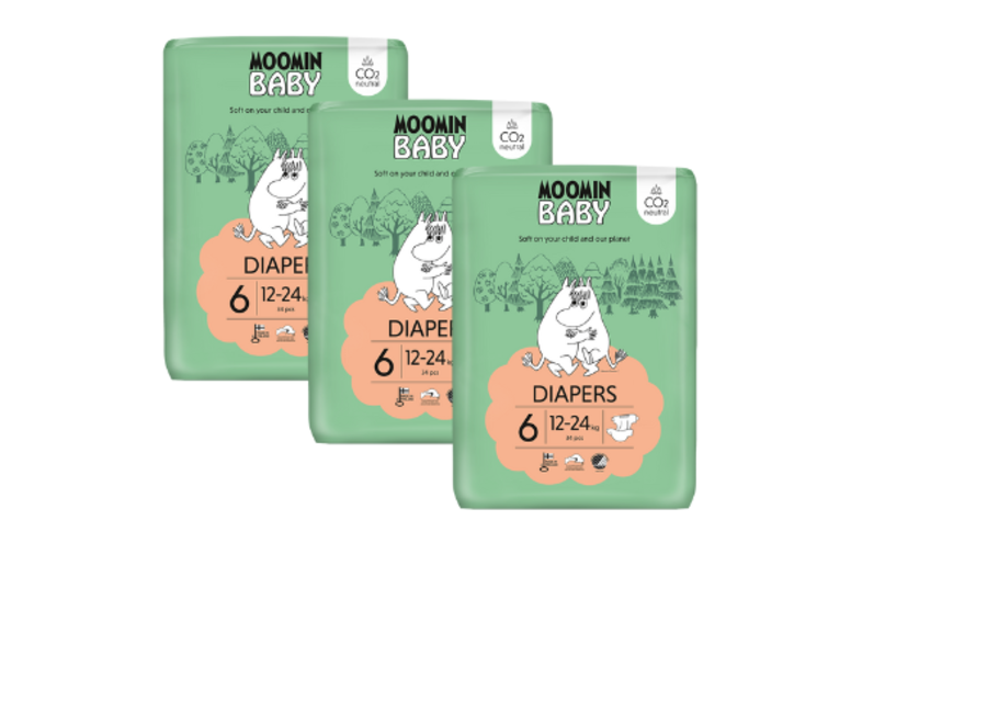 Moomin Baby Eco Couches Jetables - Taille 6 - 12 à 24 kg - Pack avantage pour une protection optimale