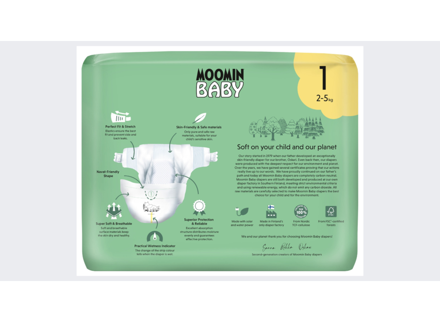Couches et culottes jetables Muumi Baby Eco - taille 1 - nouveau-né