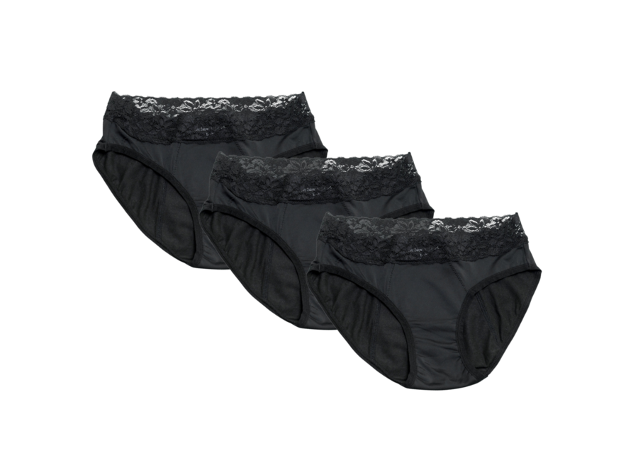 Ensemble de 3 - Sous-vêtements menstruels Feeling Pretty - noir - absorption extra