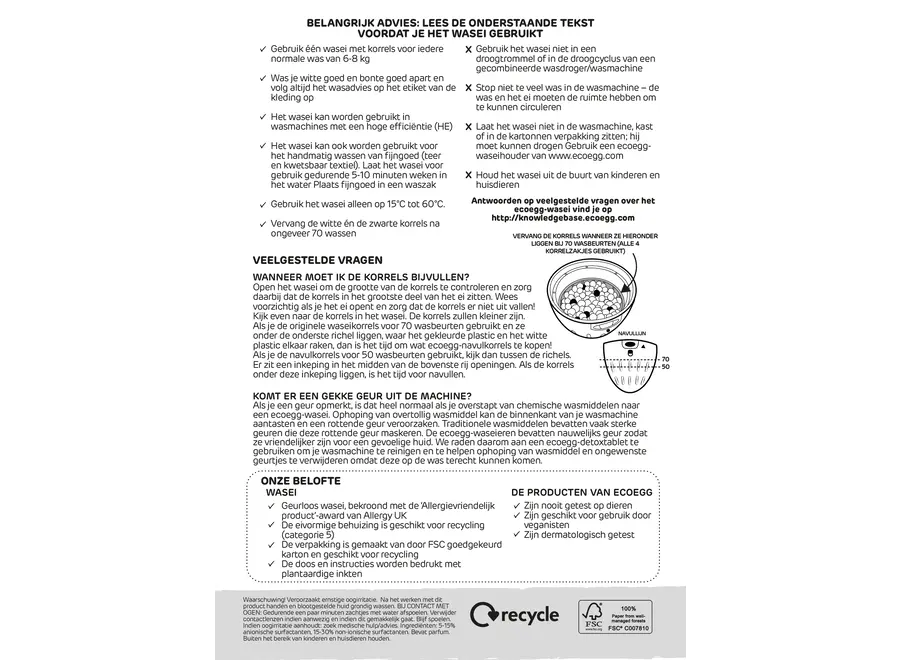 Wasbal - Fragrance Free - 70 wasjes