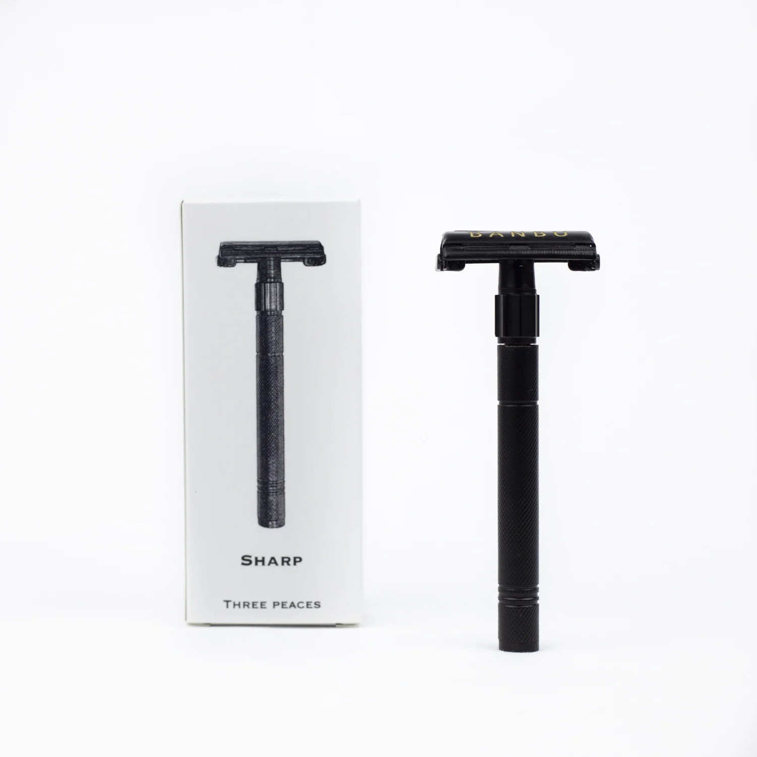 duurzaam cadeau banbu scheermes zwart met verpakking