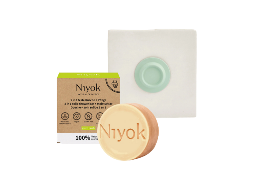 Ensemble porte-savon magnétique SOAPI, barre de douche Niyok et crème hydratante