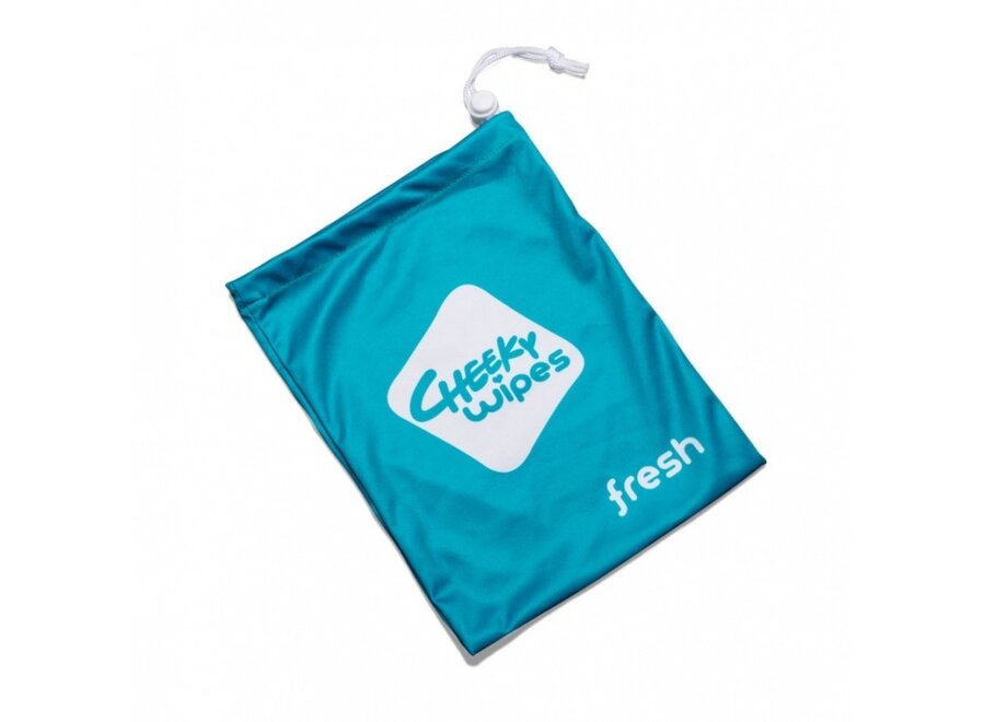 Cheeky Wipes - Pochette pour lingettes Baby Fresh - Argent et bleu - Fermeture facile - Peut contenir jusqu'à 15 lingettes