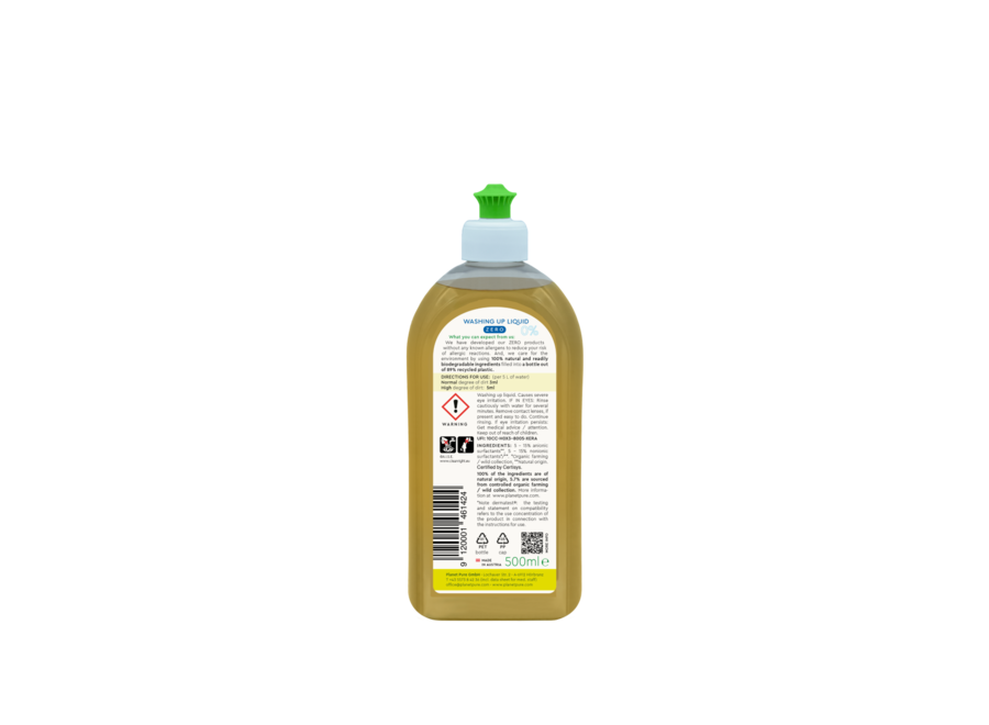 Planet Pure – Geschirrspülmittel – 0 % ZERO - 500 ml – parfümfrei
