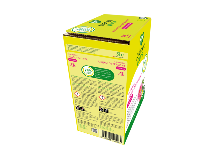 Planet Pure - lessive écologique universelle - Rose sauvage - sachet en boîte - 3 L