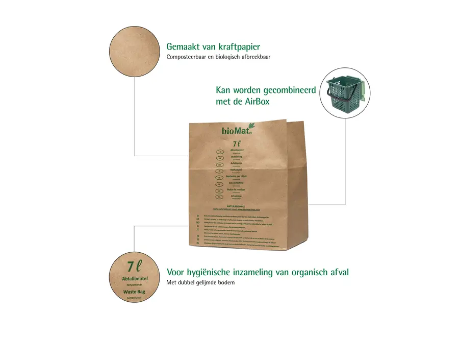 Compostable paper bag - 40 x 7 liters