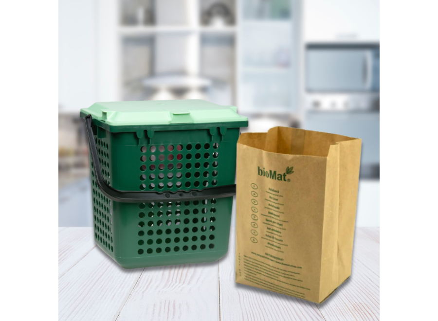 Biomat Airbox mit Löchern & kompostierbaren Papiertüten 50x10l Bundle