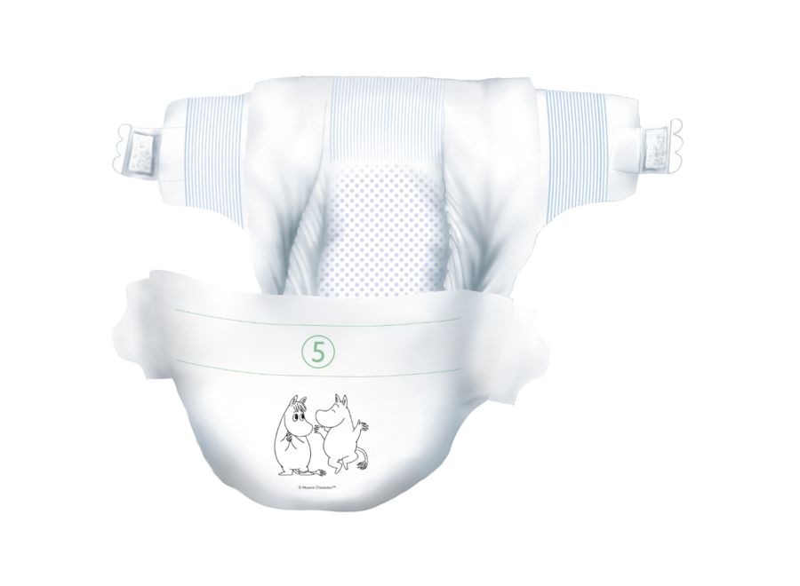Moomin Baby Eco Wegwerfwindeln - Größe 5 - 10 bis 16 kg - Dermatologisch getestet - Umweltfreundlich