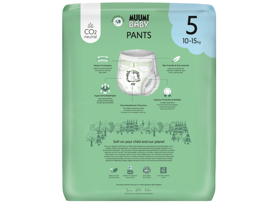 Moomin Baby Eco Luierbroekjes - maat 5 - 10 t/m 15 kg - Voordeel verpakking