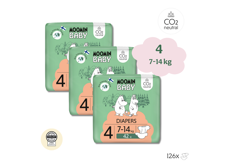 Couches écologiques Moomin - taille 4 - 7 à 14 kg - Pack avantageux