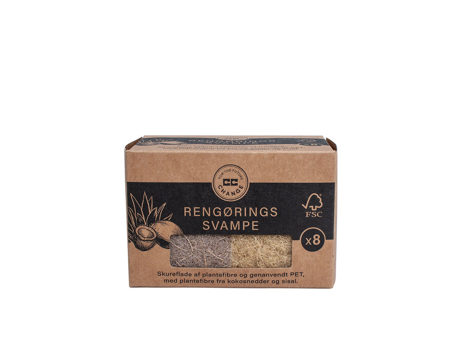 Petites éponges abrasives - 8 pièces - cellulose naturelle et noix de coco