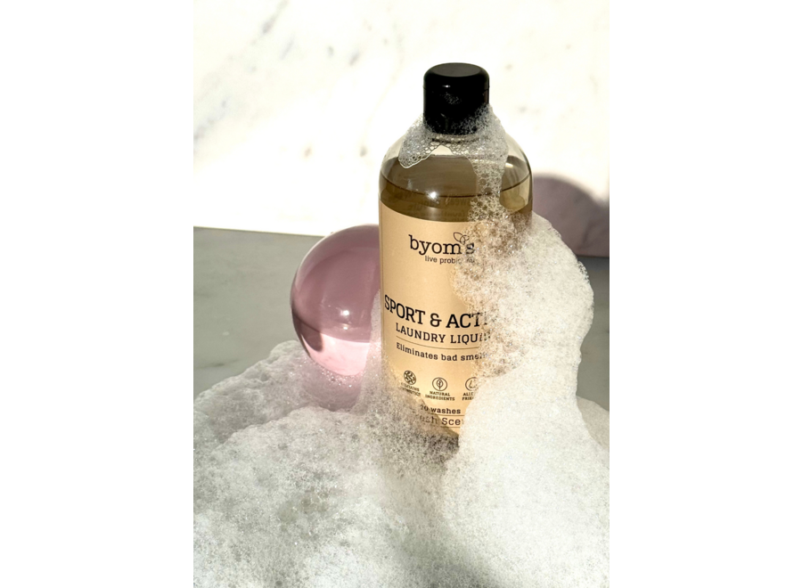 Byoms - Lessive liquide probiotique - Sport et actif - Parfum frais - 25 lavages