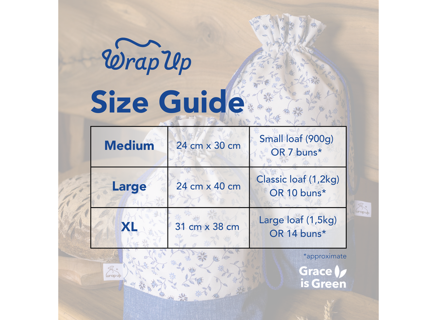 Wrappie Food Wrap size M - Various colours - Handy bread bag - Retains freshness