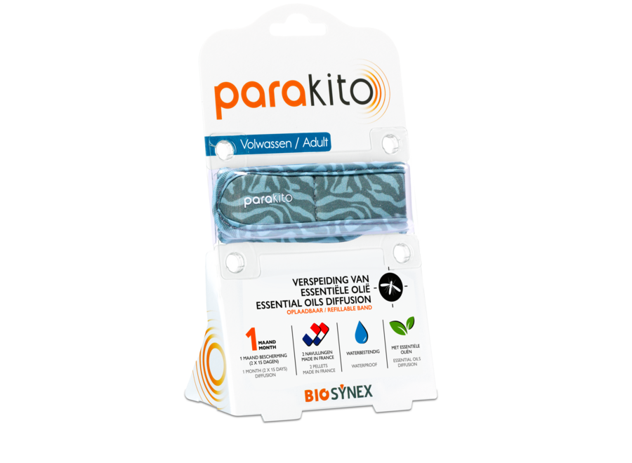 Bracelet anti-moustiques rechargeable Parakito - Adulte - Protection à base de plantes - Rechargeable - Innovant