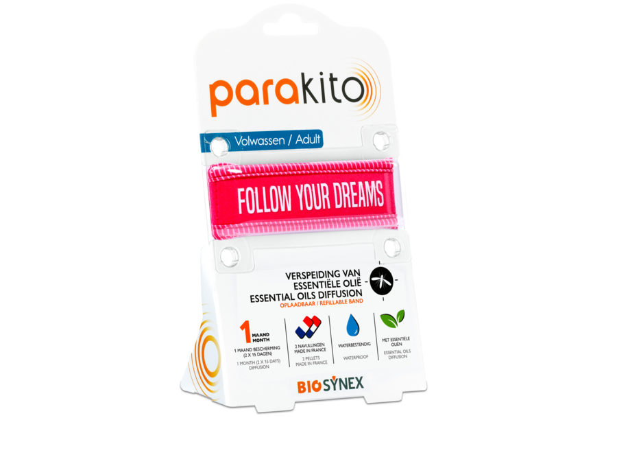Bracelet anti-moustiques rechargeable Parakito - Adulte - Protection à base de plantes - Rechargeable - Innovant